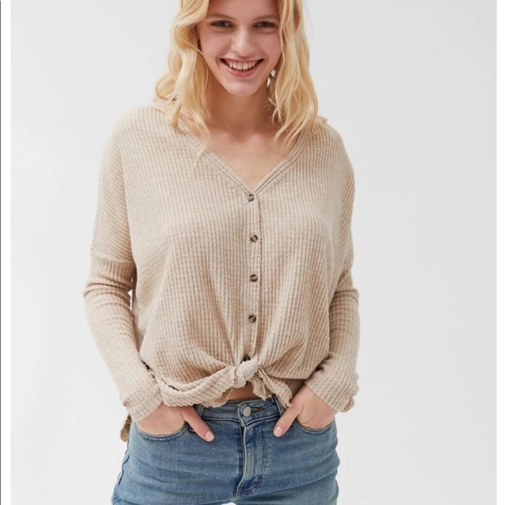 SOLD Out From Under Oversized Thermal Button-Front